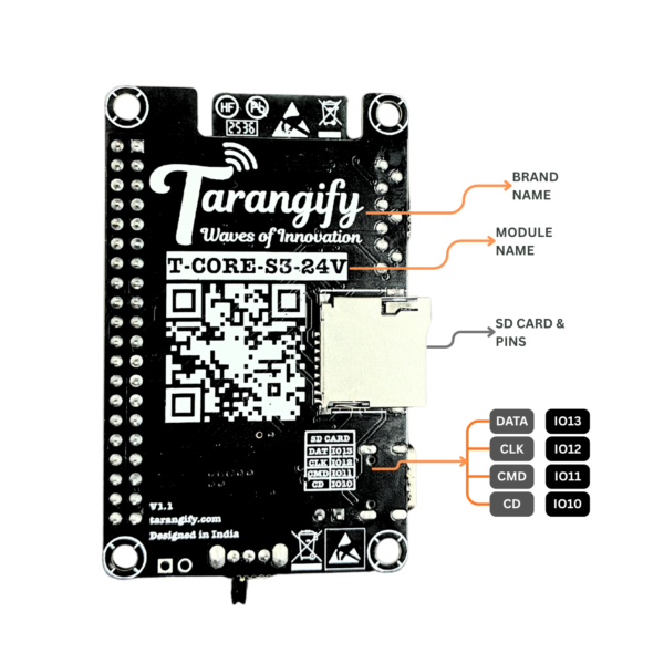 Tarangify-T-CORE-S3-24V-2.png Tarangify T-CORE-S3-24V — ESP32-S3 Development Board | 5V to 28V Wide Input | SD Card | RGB LED